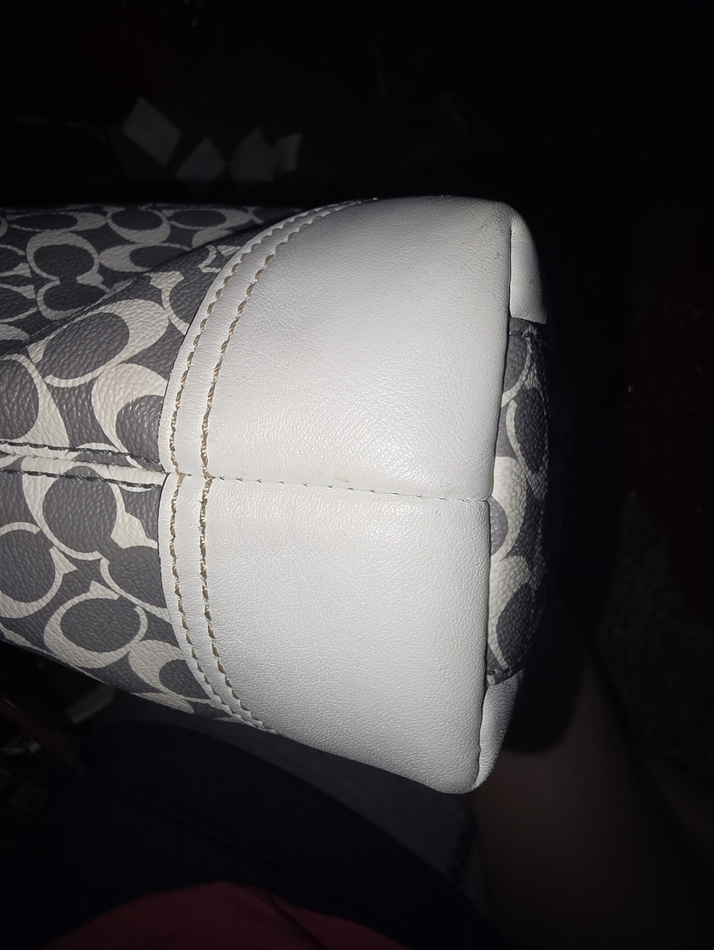 Coach Signature Tote in Gray, White & Pink - Picture 10 of 16